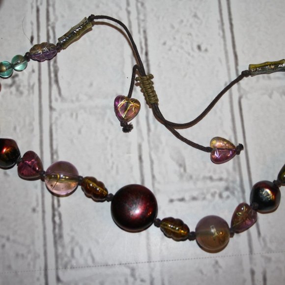 Beautiful colorful glass beaded necklace adjustable 17-23" - Picture 2 of 5